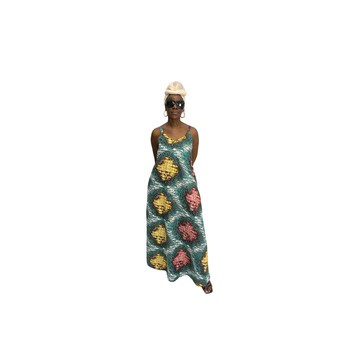 Multi-Colored Sleeveless Maxi Summer Dress