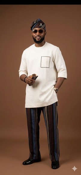 Cream and Striped Modern Senator Wear