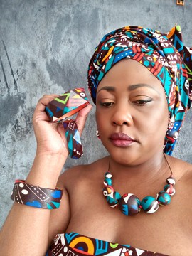 Bracelet YEMOJA "M" en tissu-pagnes WAX multicolore