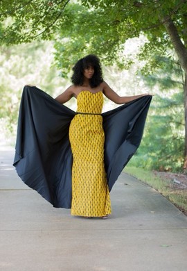 African Print Ankara Multicolor Yellow Sleeveless Maxi Dress