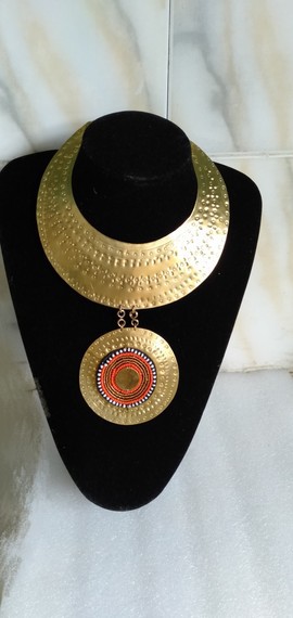 Brass necklace, beaded necklace, African necklace