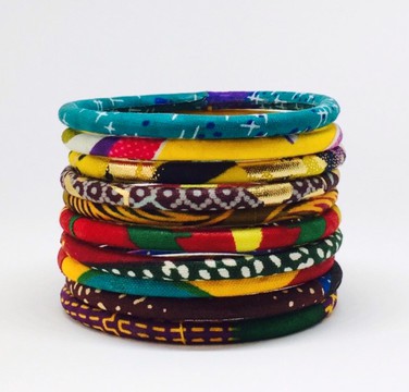 African Print Ankara Handmade Layered Necklace, Earring, and Bracelet Jewelry Set