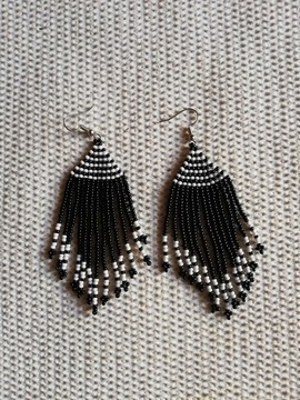 African Beaded earrings, Beaded Fringe earrings, Elegant earrings, Tribal earrings, Boho earrings