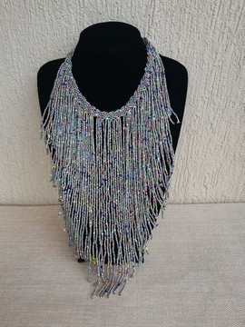 African necklace, Beaded fringe necklace, multi-strand necklace, Gift for her, moms gift