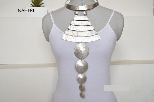 African inspired aluminum necklace hammered jewelry