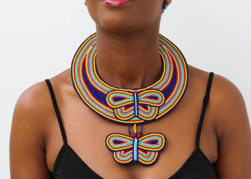 Collier en cuir africain, collier ras du cou en perles, tour de cou en perles Maasai, collier Tribal