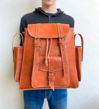 Sac à dos en cuir véritable haute qualité 100% fait main