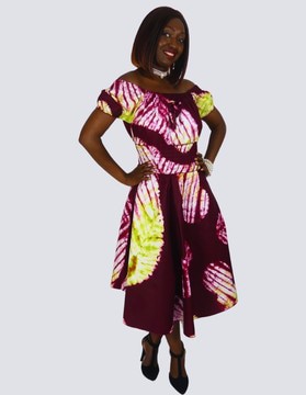 flared dress in printed bazin