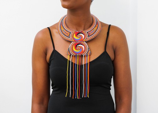 Collier en cuir africain, collier ras du cou en perles, tour de cou en perles Maasai, collier Tribal