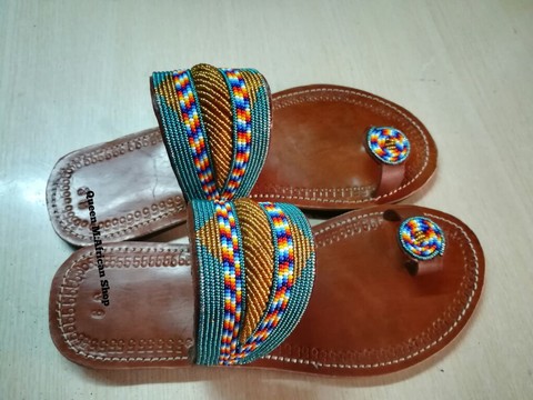 African Women beaded Maasai sandals