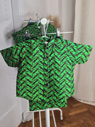 Jabari set in green African wax print, ages 2-14