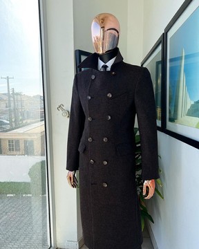 A Hikory Brown – Veste Jorgecarli Vogue - Trench croisé « sicilien » à revers en pointe