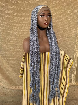 Metallic grey passion braids on full lace