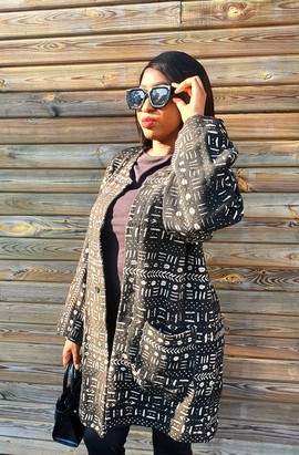 Beautiful mid-length black mudcloth jacket