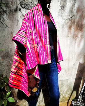 Afro tie dye kimono