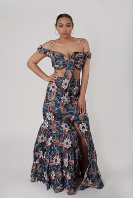 Two  Piece High Slit Maxi Skirt Set