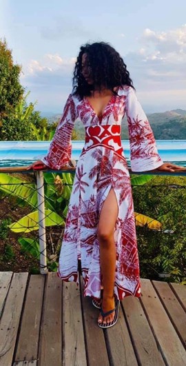 Robe maxi/ robe de fête, soirée,fiançailles,mariage/collection LAMBAOINE/ Madagascar