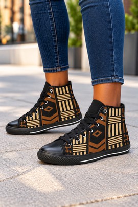 Afro Print Women's Classic High Top Canvas Shoes | African Print High Top Sneakers