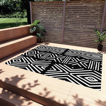 Zigzag Multicolor Outdoor Rug Black and White Carpet (LARGER SIZES AVAILABLE)