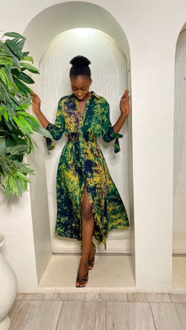 white christmas dresses Traditional African Kitenge Dashiki Print Design Fishtail Hi-Lo Hem T- –  Asigbe main image 0