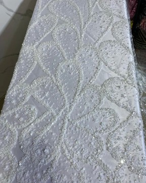 Beaded lace, fabric for wedding, lace for wedding dress, lace   (5 yards )
