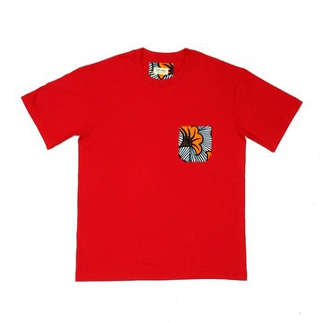TEE SHIRT UNISEXE ROUGE - POCHE WAX "FLEUR DE MARIAGE"