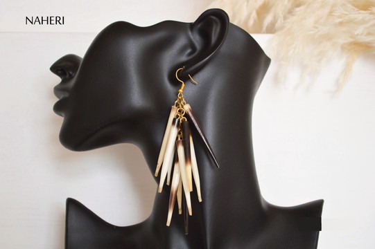 African inspired earrings quill handmade jewelry