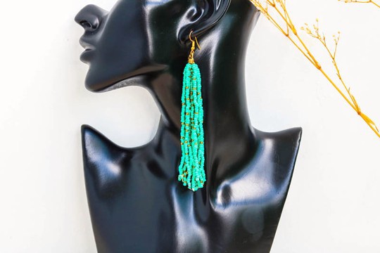 African Beaded earrings, Beaded Fringe earrings, Elegant earrings, Tribal earrings, Boho earrings