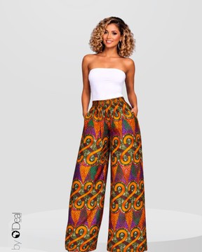 Pantalon taille haute en wax
