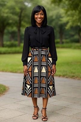 Boho Midi Skirt Geometric Pattern | Ethnic Fashion