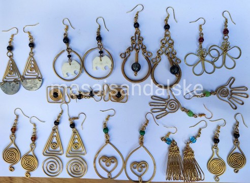 Brass earrings , brass and bone earrings , Wholesale brass earrings