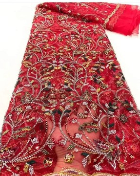 Tissu en dentelle perlée, 5 yards