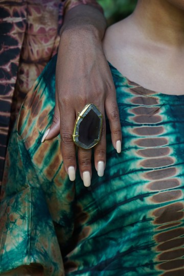 Bronze ring &amp; natural stone “Esther”