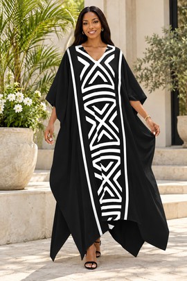 Robe midi à col en V et manches courtes pour femme en imprimé africain | Robe midi en imprimé africain | Bynelo
