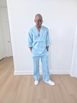 Men's Linen Top and Pants, Linen 2pc Set