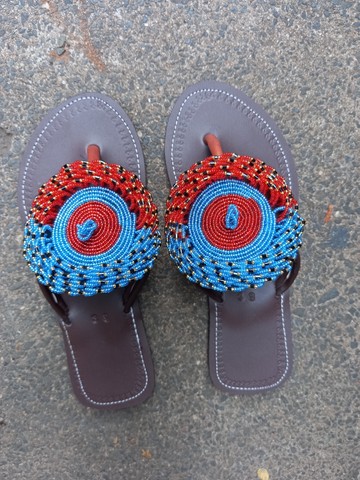 Masai sandals, Beaded sandals, Leather sandals