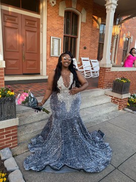 Silver sequins Prom dress
