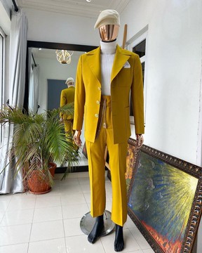 The “ Festac 77” mustard yellow 3 button safari suit