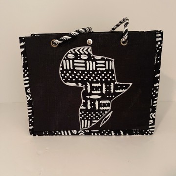 African Colorful Tribal Print Black and White Tote Bag
