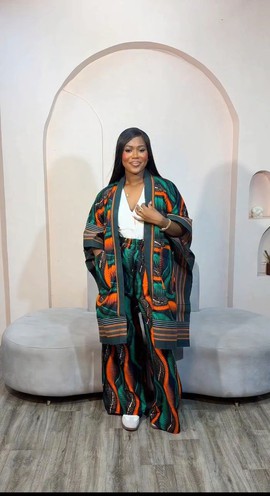 African Ankara Print Kimono Set for Women, African Fashion Two Piece Set