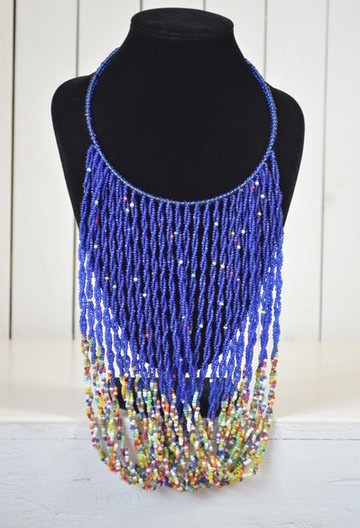 African inspired necklace | Twisted tribal Royal blue neck piece | Gift for her