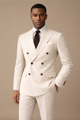 Costume croisé crème