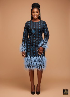 Moyosore Knee-Length Feather Dress