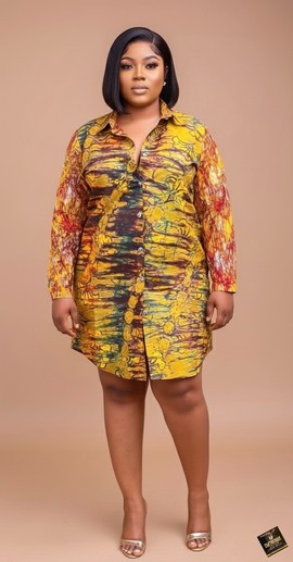 Robe-chemise en batik Yinka