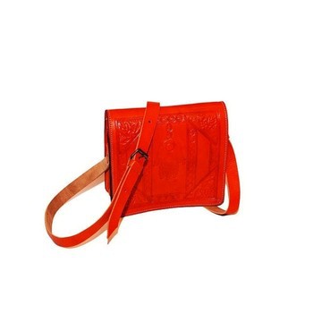 sac à bandoulière vrai cuir Orange
