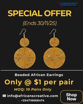 Beaded African Earrings – Wholesale Ankara-Inspired Elegance (MOQ: 10 Pairs)