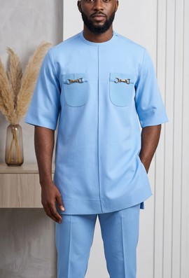 Blue Dashiki Suit