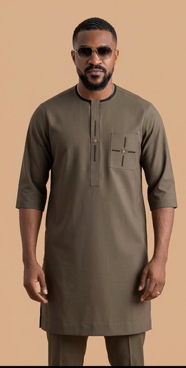 Men’s Luxury Senator Wear Set-Kaftan &amp; Trouser with Detail