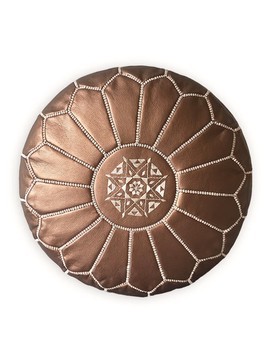 Pouf en vrai cuir naturel Marron