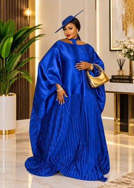 Blue Royalty, élégante robe maxi africaine Bubu pour femme
